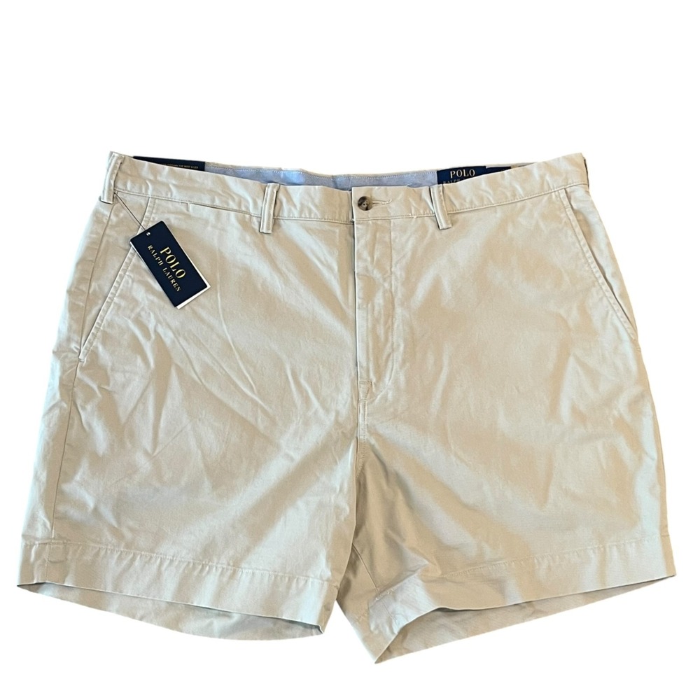 Polo Ralph Lauren Shorts Mens 38 Beige Chino  6" Stretch Classic Twill‎